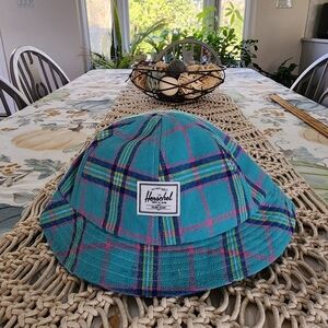 Herschel Blue and Pink Plaid Flannel Bucket Hat L/XL